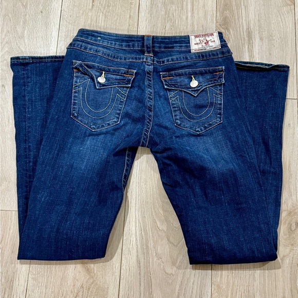 True Religion Joey Bootcut Jeans Flap Pocket Dark Wash Size 31 - Picture 2 of 7